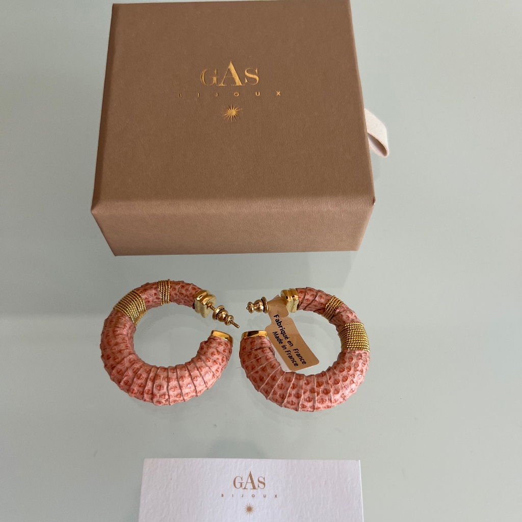 Gas Bijoux Abalone Emballe Hoop Earrings
